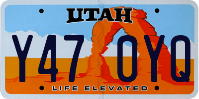 UT license plate Y470YQ