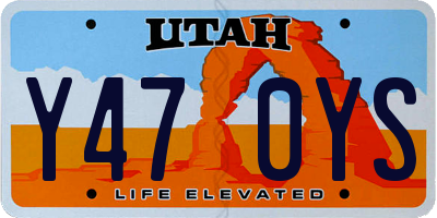 UT license plate Y470YS