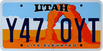UT license plate Y470YT