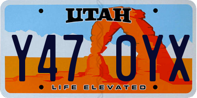 UT license plate Y470YX