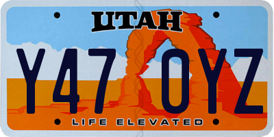 UT license plate Y470YZ