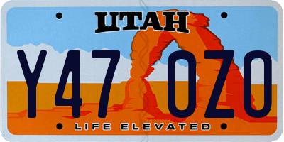 UT license plate Y470ZO