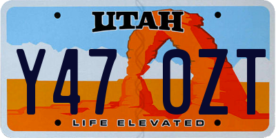 UT license plate Y470ZT
