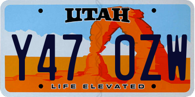 UT license plate Y470ZW