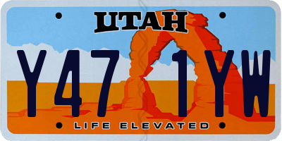 UT license plate Y471YW