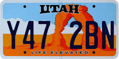 UT license plate Y472BN