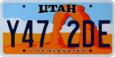 UT license plate Y472DE