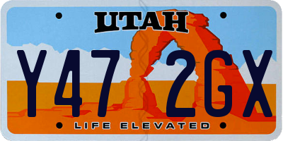 UT license plate Y472GX