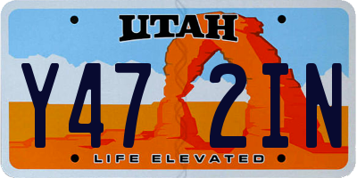 UT license plate Y472IN
