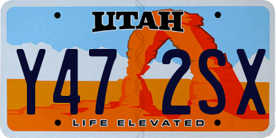 UT license plate Y472SX