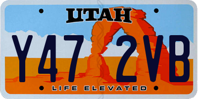 UT license plate Y472VB