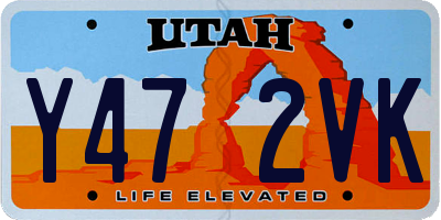 UT license plate Y472VK