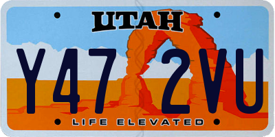 UT license plate Y472VU