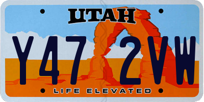 UT license plate Y472VW