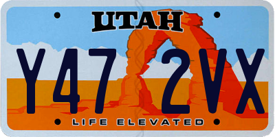 UT license plate Y472VX