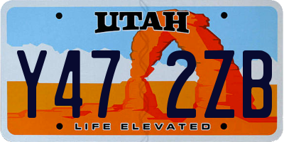 UT license plate Y472ZB