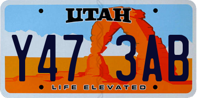 UT license plate Y473AB