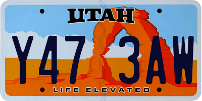 UT license plate Y473AW