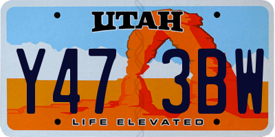 UT license plate Y473BW