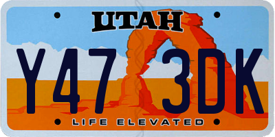 UT license plate Y473DK