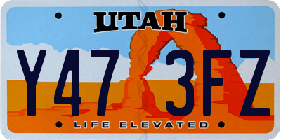 UT license plate Y473FZ