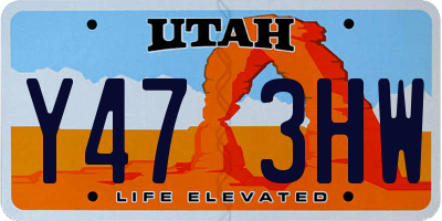 UT license plate Y473HW