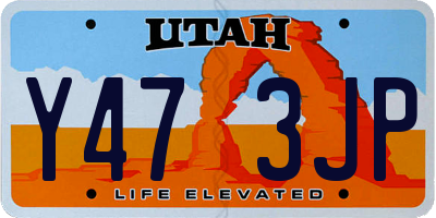 UT license plate Y473JP