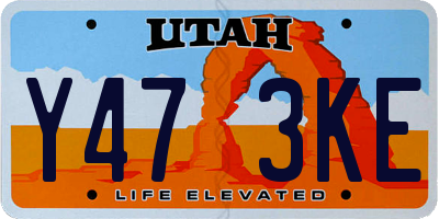 UT license plate Y473KE