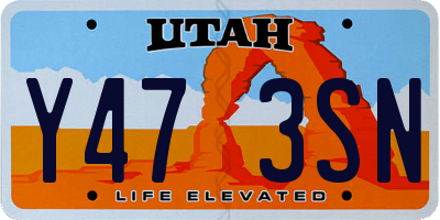 UT license plate Y473SN