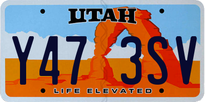 UT license plate Y473SV