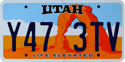 UT license plate Y473TV