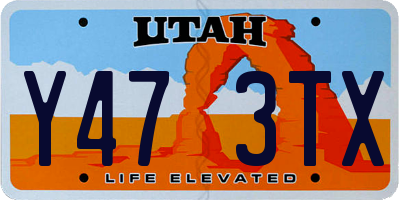 UT license plate Y473TX
