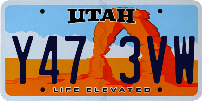 UT license plate Y473VW