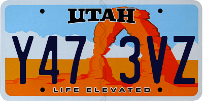 UT license plate Y473VZ