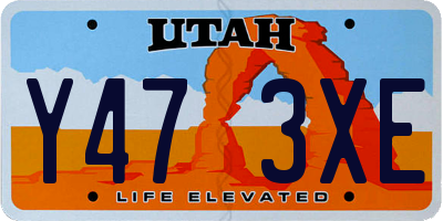 UT license plate Y473XE