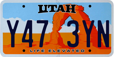 UT license plate Y473YN