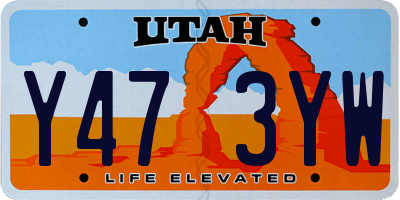 UT license plate Y473YW
