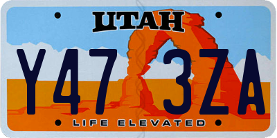 UT license plate Y473ZA