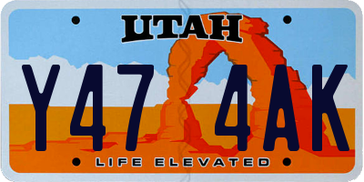 UT license plate Y474AK