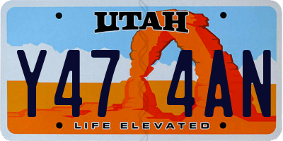 UT license plate Y474AN