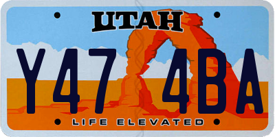 UT license plate Y474BA