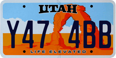 UT license plate Y474BB