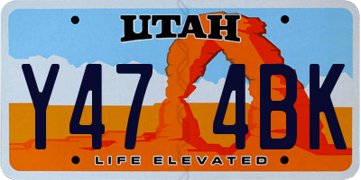 UT license plate Y474BK
