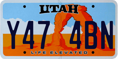 UT license plate Y474BN