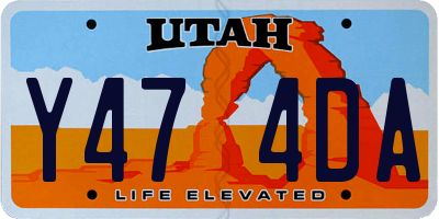 UT license plate Y474DA