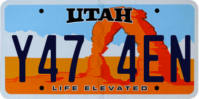 UT license plate Y474EN