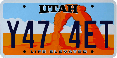 UT license plate Y474ET
