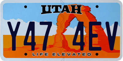 UT license plate Y474EV