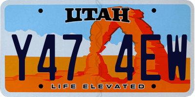 UT license plate Y474EW