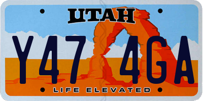 UT license plate Y474GA